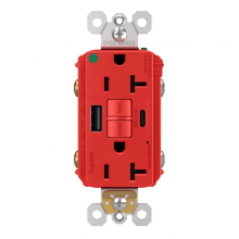 Legrand Radiant CA 2097HGTRUSBACRED - radiant? Hospital Grade Tamper-Resistant 20A Duplex Self-Test GFCI Receptacles with SafeLock?