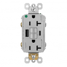 Legrand Radiant CA 2097HGTRUSBACGRY - radiant? Hospital Grade Tamper-Resistant 20A Duplex Self-Test GFCI Receptacles with SafeLock?