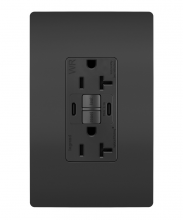 Legrand Radiant CA 2097TRWRUSBCCBK - radiant? Tamper-Resistant Weather-Resistant Duplex Self-Test GFCI with USB Type C/C Outlet, Black