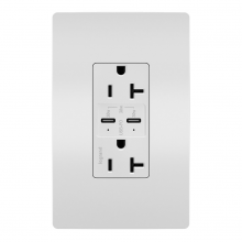 Legrand Radiant CA TR20USBPDWCC6 - radiant? 20A Tamper Resistant Ultra Fast PLUS Power Delivery USB Type C/C Outlet, White (6 pack)