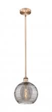  616-1S-AC-G1213-10SM - Athens Deco Swirl - 1 Light - 10 inch - Antique Copper - Cord hung - Mini Pendant