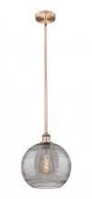  616-1S-AC-G1213-12SM - Athens Deco Swirl - 1 Light - 12 inch - Antique Copper - Cord hung - Mini Pendant