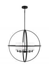 Generation Lighting 3124605EN3-112 - Alturas indoor dimmable LED 5-light single tier chandelier in midnight black finish with spherical s