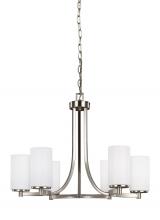 Generation Lighting 3139106-962 - Hettinger transitional 6-light indoor dimmable ceiling chandelier pendant light in brushed nickel si