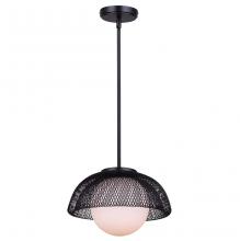 Canarm IPL2028B01BK - Emerich 60-Watt 1 Light Matte Black Modern Pendant with Flat Opal Glass Shade