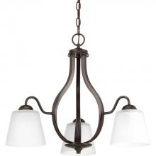 Progress P4745-20 - Arden Collection Three-Light Antique Bronze Etched Glass Farmhouse Chandelier Light